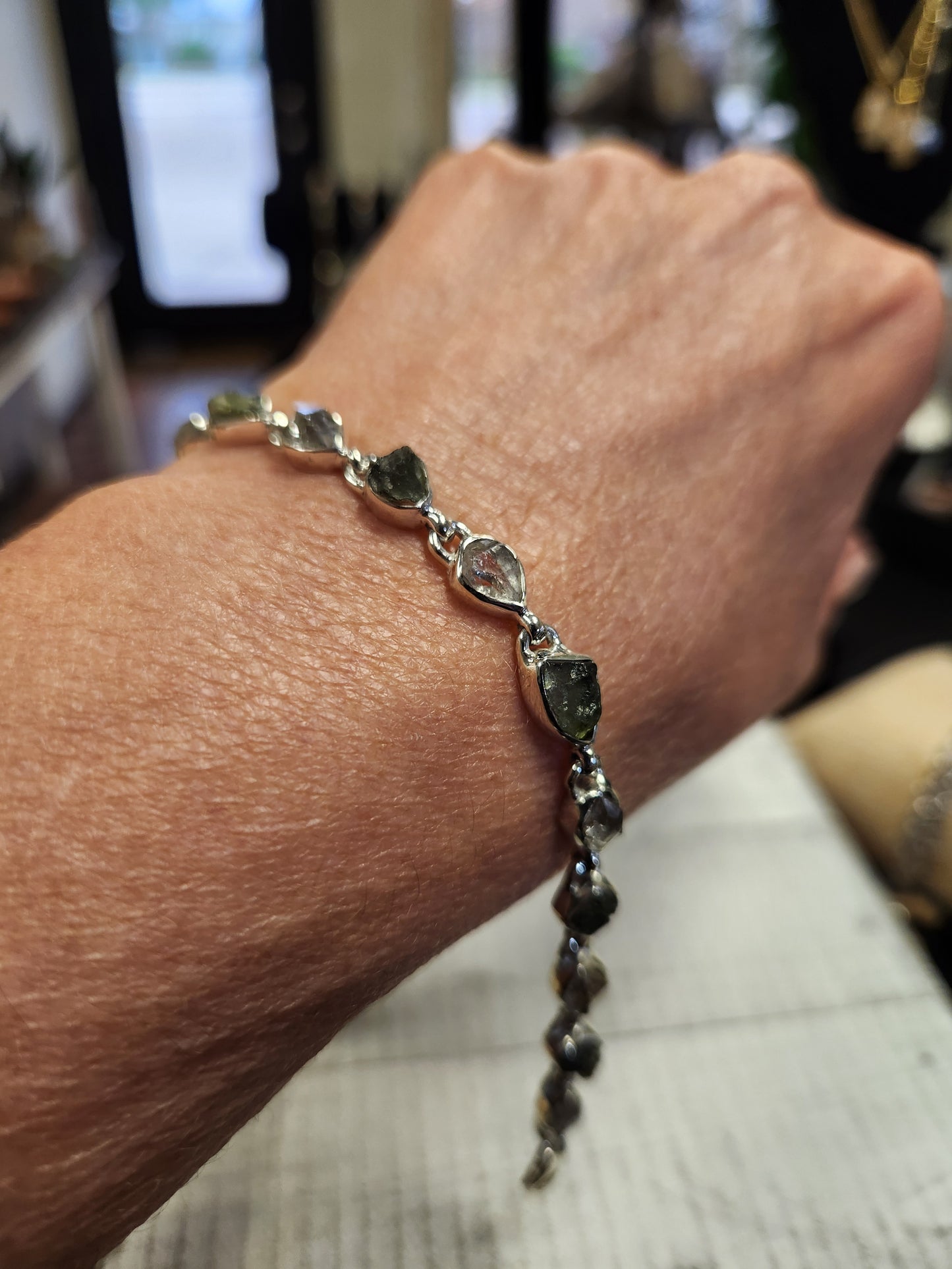 Bracelet - Moldavite & Herkimer Diamond Quartz