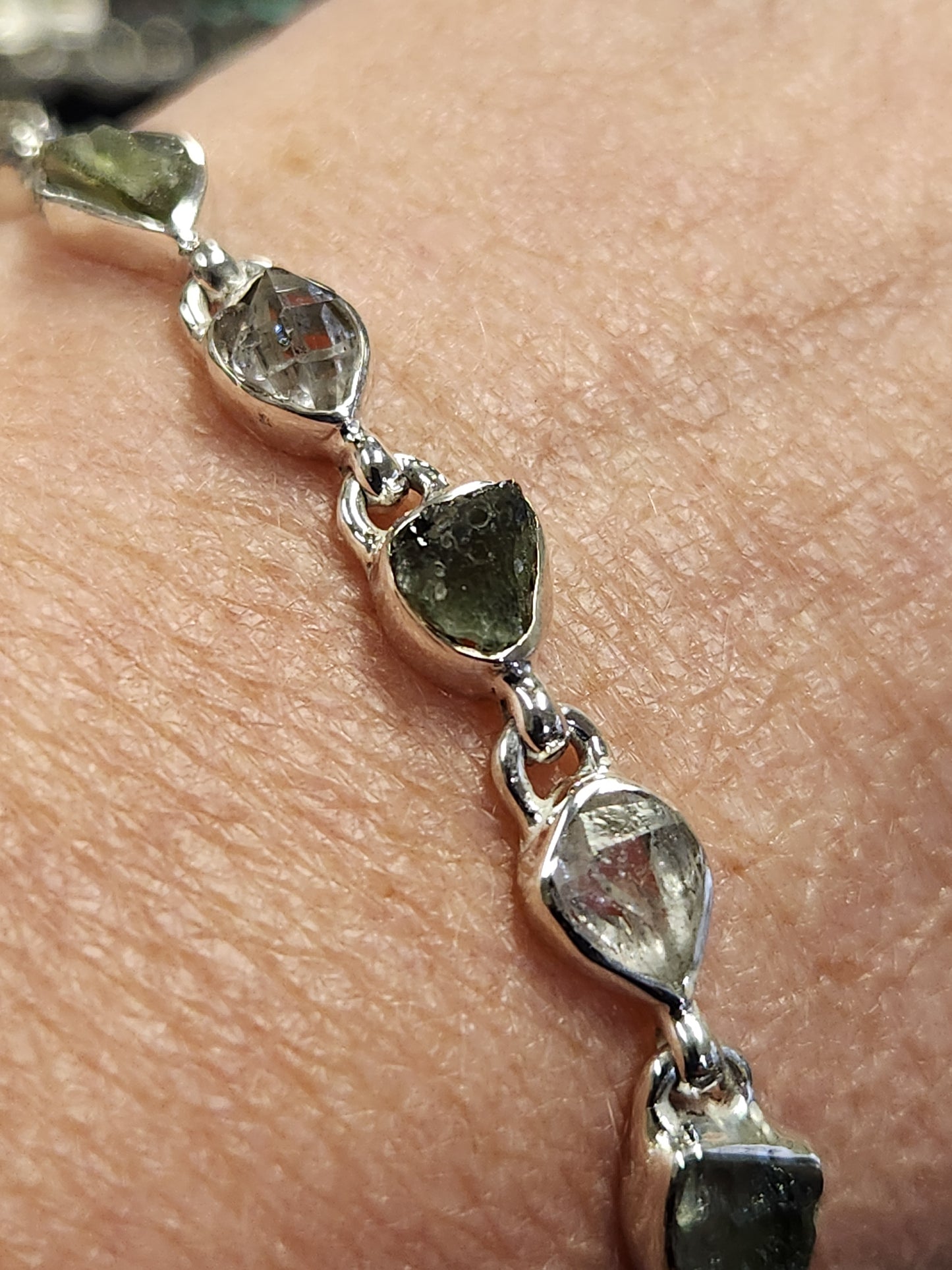 Bracelet - Moldavite & Herkimer Diamond Quartz