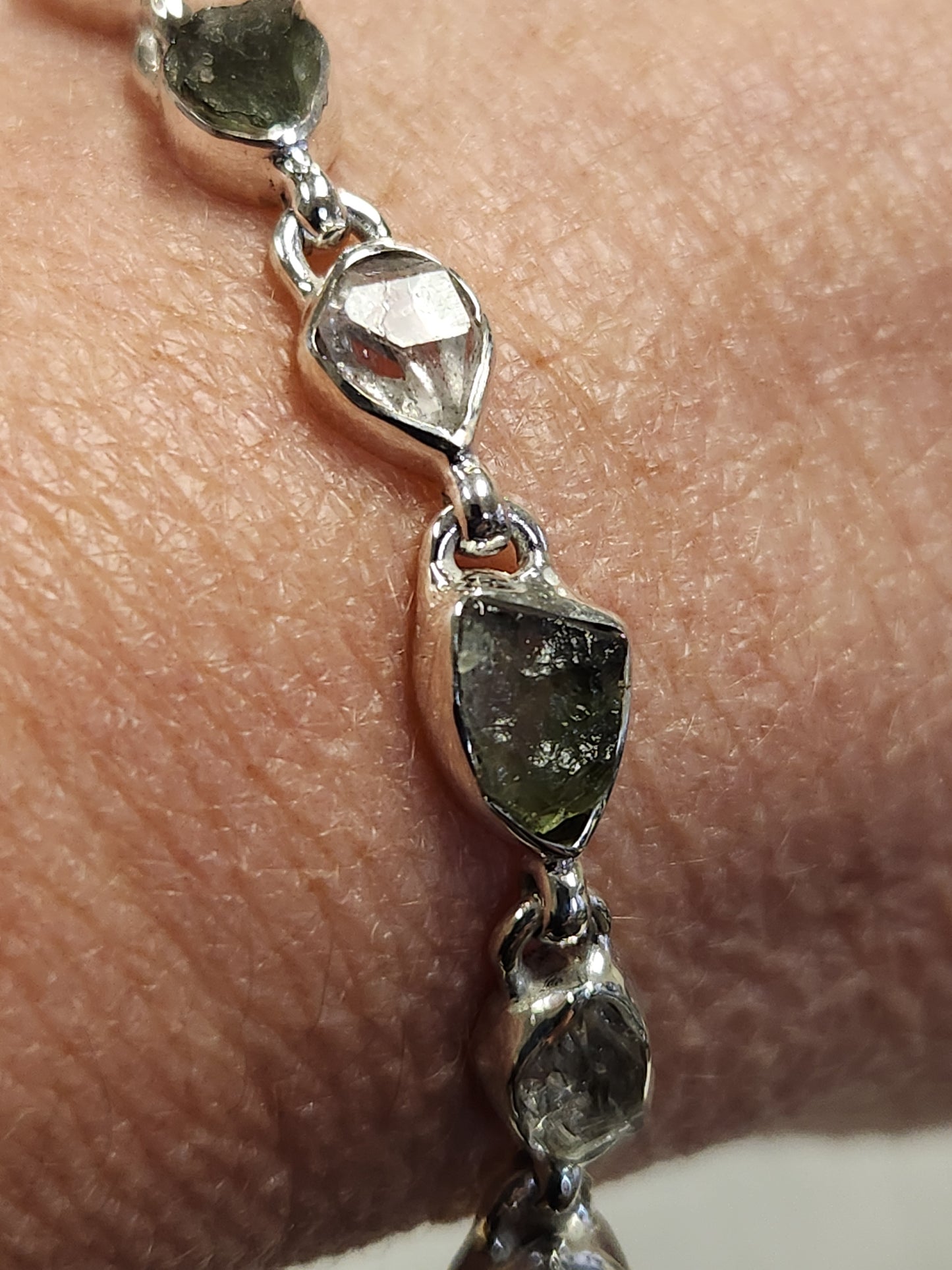 Bracelet - Moldavite & Herkimer Diamond Quartz