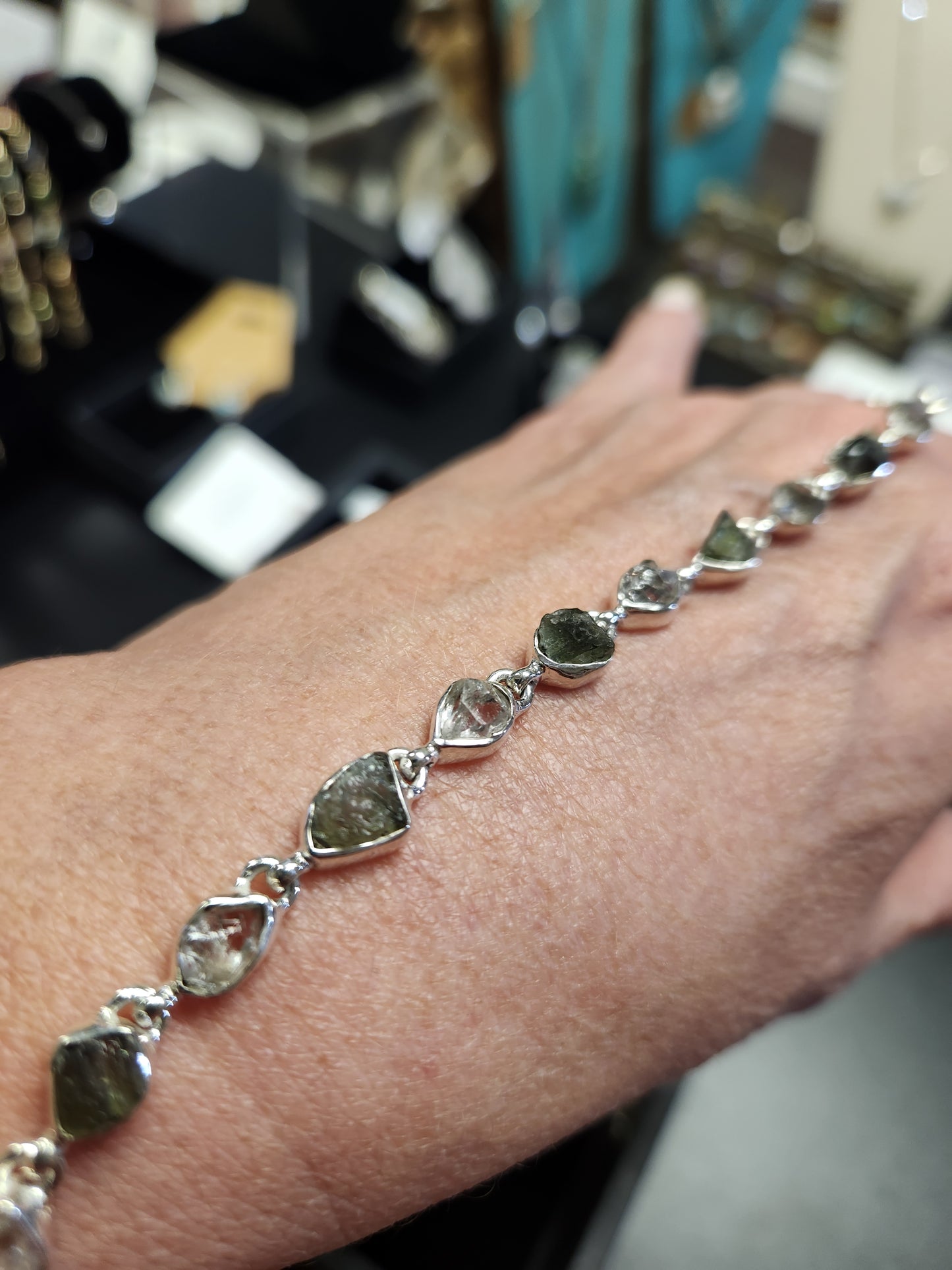 Bracelet - Moldavite & Herkimer Diamond Quartz