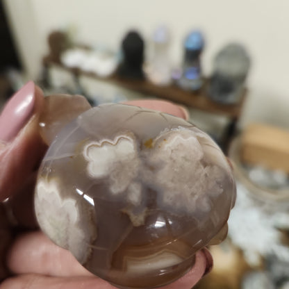 Flower Agate Turtle carving