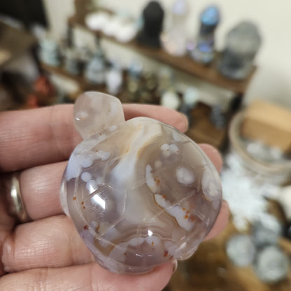 Flower Agate Turtle carving