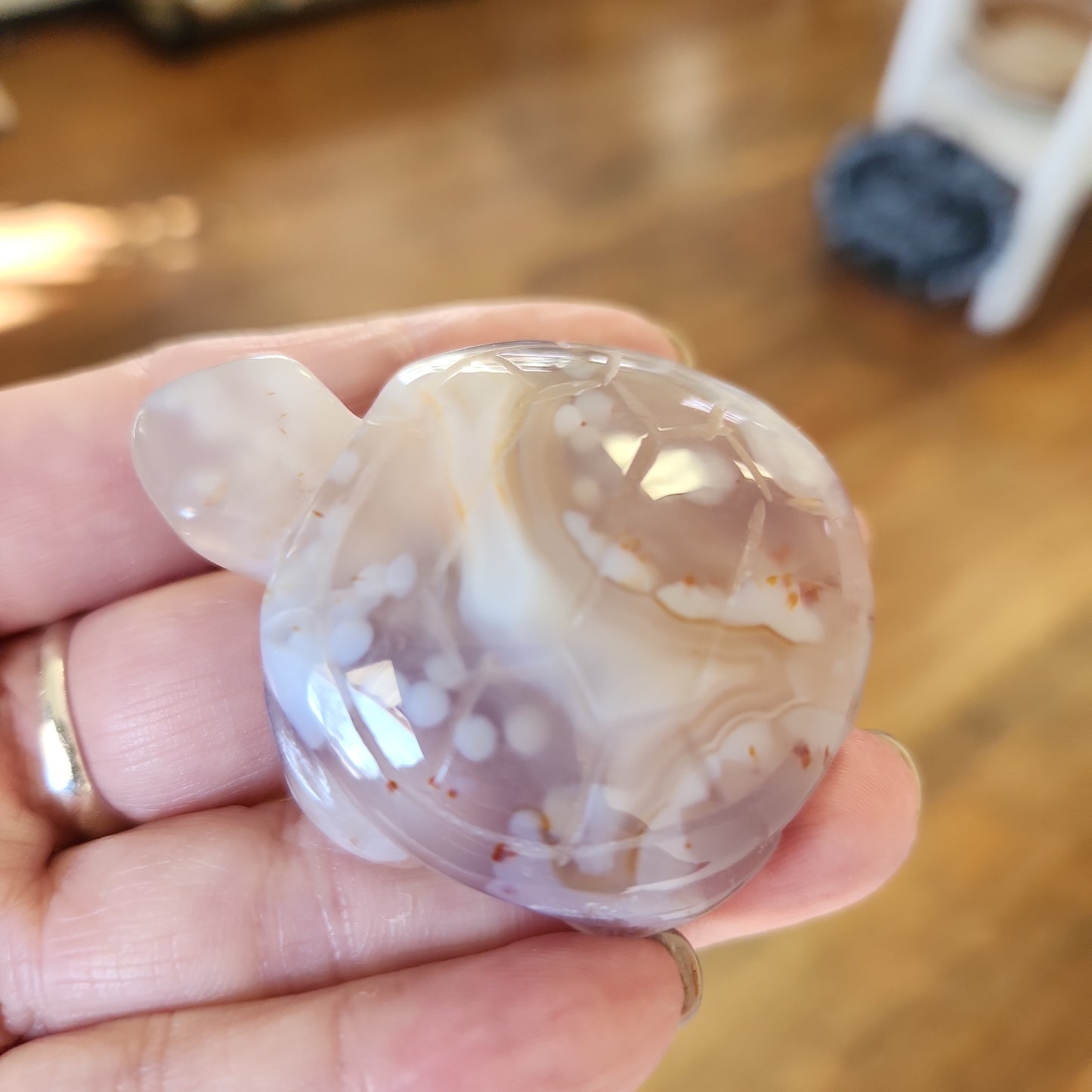 Flower Agate Turtle carving