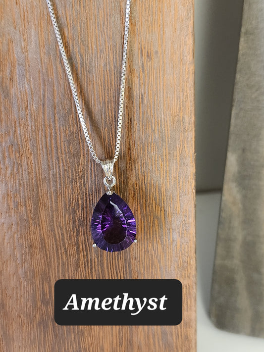 Amethyst Necklace on Sterling Silver Chain