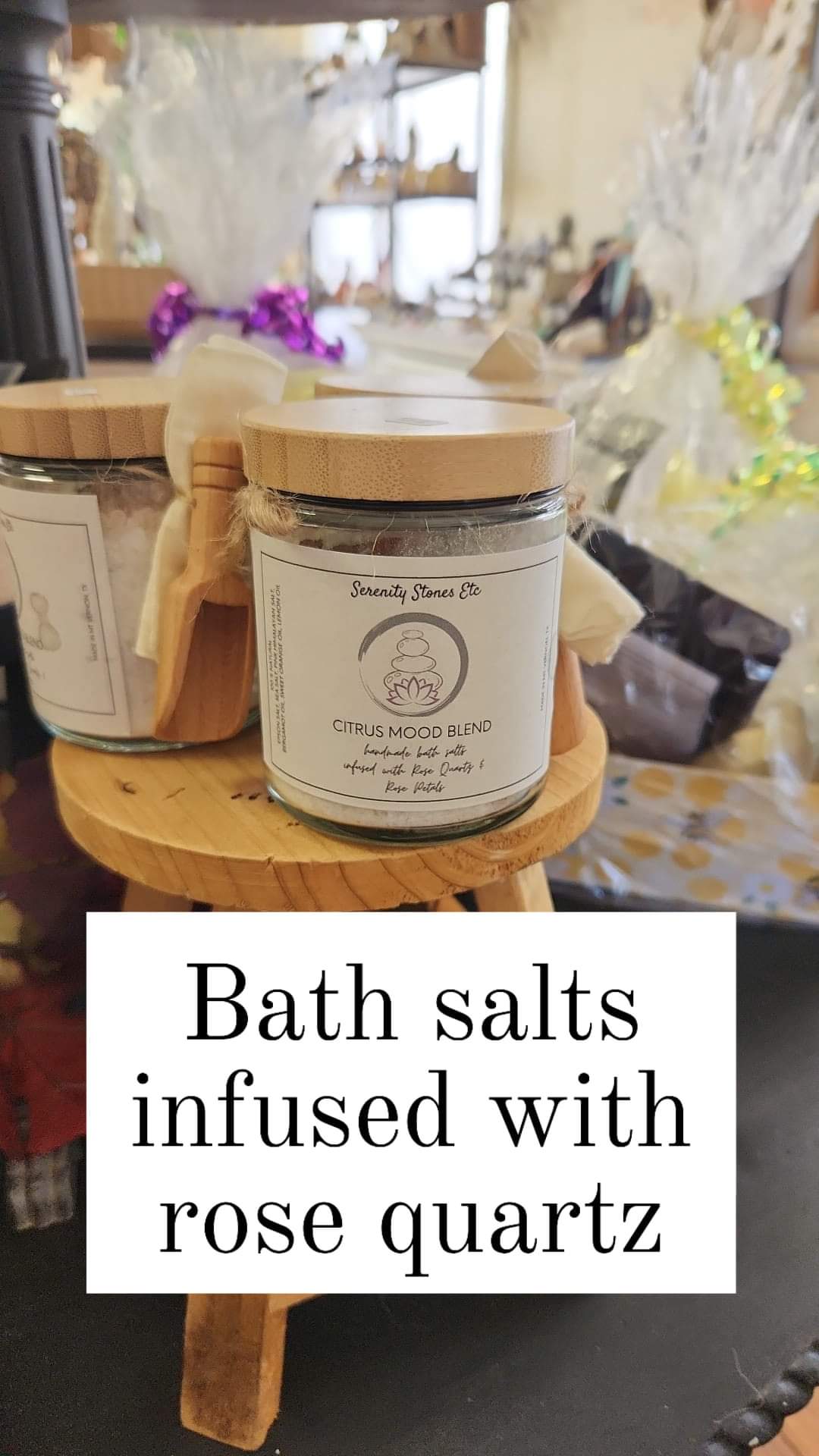 Bath Salts infused with Crystals & Flowers