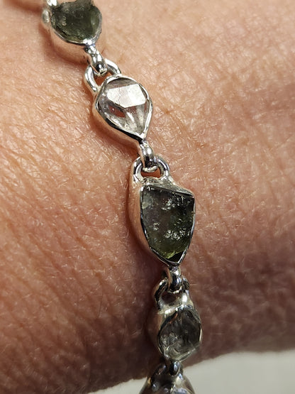 Bracelet - Moldavite & Herkimer Diamond Quartz