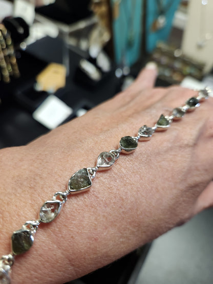 Bracelet - Moldavite & Herkimer Diamond Quartz