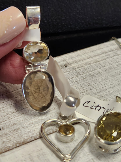 Citrine and Smokey Quartz Pendant